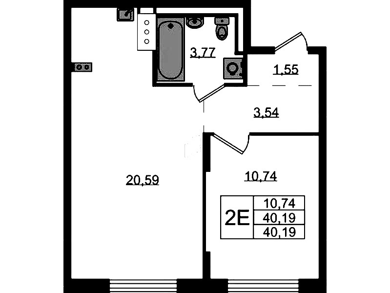 1-комнатная квартира 40.19 м², 9/13 эт., ЖК «Квартал Торики»